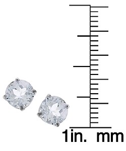 14k White Gold Round Aquamarine Earrings