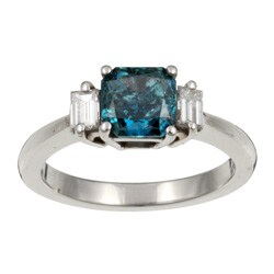 Platinum 1 1/2ct TDW Blue/ White Diamond Estate Ring (K, SI1-I2) (Size 6)