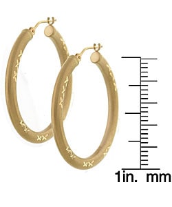 14k Yellow Gold Diamond-cut Hoop Earrings