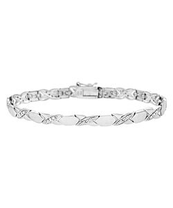 Sterling Silver X and O Diamond Accent Bracelet