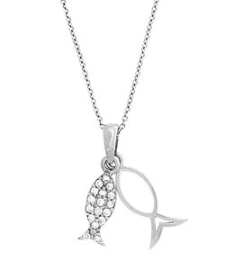 Icz Stonez Sterling Silver Novelty Fish Necklace