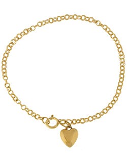 10k Gold 5-inch Infant Bracelet with Polished Heart