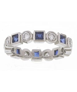 Tacori Platinum 3/5ct TDW Diamond and Sapphire Wedding Ring (G, VS)