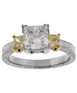 Tacori Platinum CZ and Yellow Diamond Bridal Ring