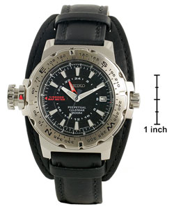 Seiko Men's Perpetual Black Dial Black Strap Watch
