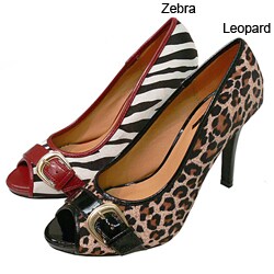 Adi Designs Women's Animal Print Peep-toe Pumps