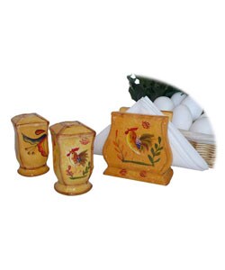 Sunshine Rooster Napkin/ Salt/ Pepper Shaker Set