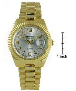 Helbros Men's Silver Dial Goldtone Bracelet Watch
