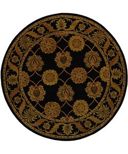 Handmade Heritage Mahal Black Wool Rug (8' Round)