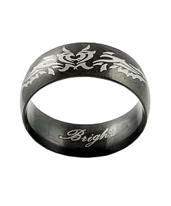 Stainless Steel Tribal Heart Design Black Band