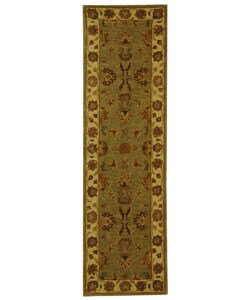 Handmade Heritage Kerman Green/ Gold Wool Runner (2'3 x 8')