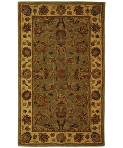 Handmade Heritage Kerman Green/ Gold Wool Rug (3' x 5')
