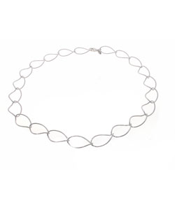 Italian Sterling Silver Beaded Oval Link Necklace