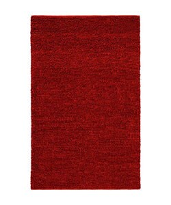 Hand-woven Shaggy Red Wool Rug (5' x 8')