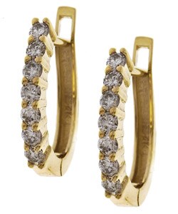 14k Yellow Gold 1/2ct TDW Diamond Hoop Earrings ( J, I1 )