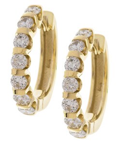 14k Yellow Gold 2ct TDW Diamond Hoop Earrings ( I-J, I1 )