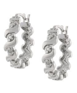 DB Designs Sterling Silver Diamond Accent S Hoop Earrings