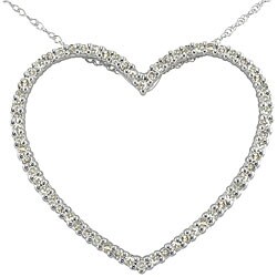 10k White Gold 1ct TDW Diamond Prong Heart Pendant