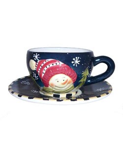 Snowman Delight 8-piece Cup and Saucer Set