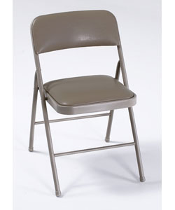 Beige Vinyl Top Cushion Folding Chairs (Case of 4)