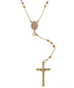 14k Tri-Color Gold 26-inch Italian Style Rosary