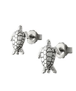 Sterling Silver Sea Tortoise Stud Earrings