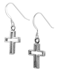 Sterling Silver Cut-out Cross Earrings