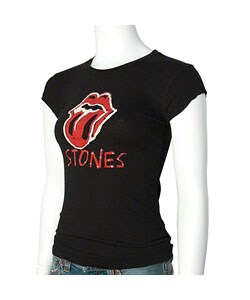 Black Vintage Rolling Stones Rhinestone Tongue T-Shirt
