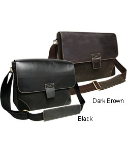 Amerileather Flapover Single Buckle Leather Briefcase
