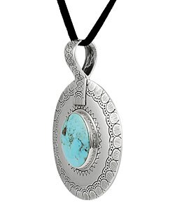 Sterling Silver and Turquoise Medallion Style Necklace