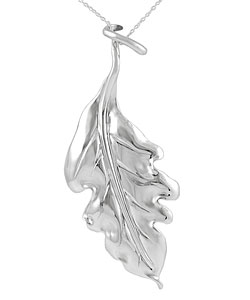 Sterling Silver Large Leaf Fashion Necklace