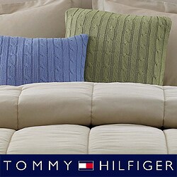 Tommy Hilfiger Sage and Periwinkle Cable Knit Pillow Pair