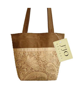 JoJo Camel and Chocolate Paisley Microsuede Handbag