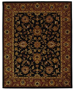 Handmade Heritage Kerman Black/ Peach Wool Rug (7'6 x 9'6)