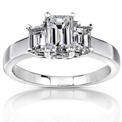 14k White Gold 1 1/4ct TDW Emerald-cut Diamond Engagement Ring (H-I, SI1-SI2)