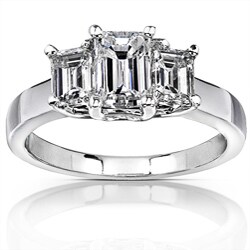 14k White Gold 1 3/4ct TDW Emerald-cut Diamond Engagement Ring ( H-I, SI )