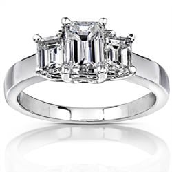 14k White Gold 1 5/8ct TDW Emerald-cut Diamond Engagement Ring ( H-I, SI )