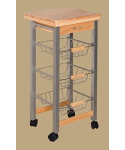 Wood and Metal 4-level Trolley with Drawer