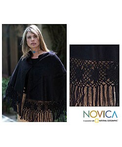 'Night Out' Alpaca Wool Poncho (Peru)