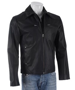 Black Rivet Men's Black Leather Jacket
