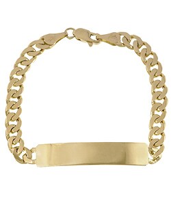 14k Yellow Gold Classic Cuban Link Boy's ID Bracelet