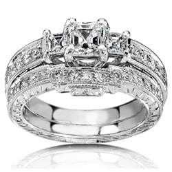 14k White Gold 1 1/5ct TDW Diamond Bridal Rings Set (H-I,SI1)