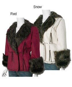 Adi Microsuede Coat with Faux Fur Trim