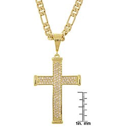 Simon Frank 14k Gold Overlay Cross with CZ Hip Hop Necklace