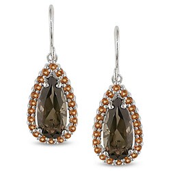 14k White Gold Smokey Quartz/ Citrine Earrings