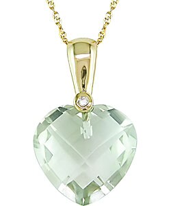14k Yellow Gold Green Amethyst Heart Necklace