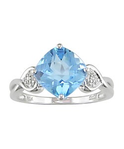 14k White Gold Blue Topaz Ring