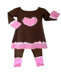 Jo Jo Designs Heart Tie-dye Pink and Brown Outfit
