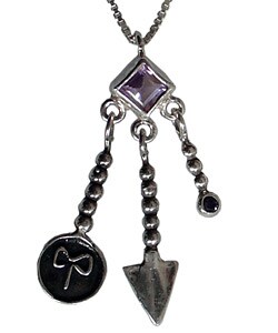 Amethyst and Rhodolite Mycenaen Charm Necklace (Israel)