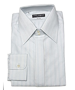 D & G Men's Light Blue Flower Design Dress Shirt